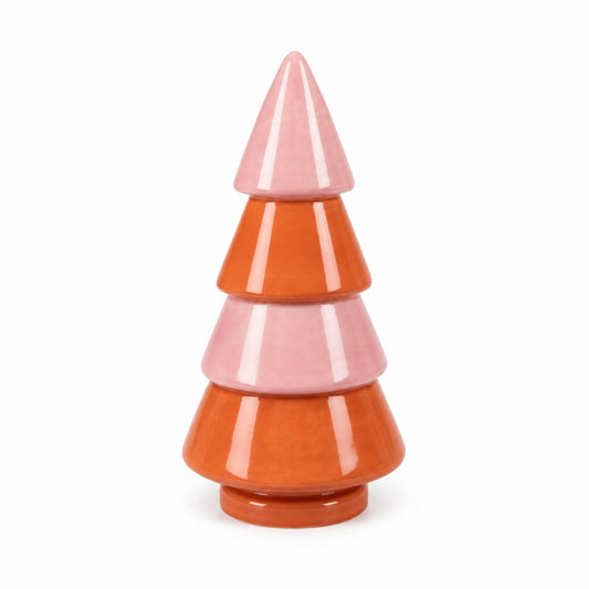 Farbenfroher Porzellanbaum für Advent und Weihnachten aus Porzellan – Rosa & Orange, 21 cm Weihnachtsdekoration Das Zierwerk