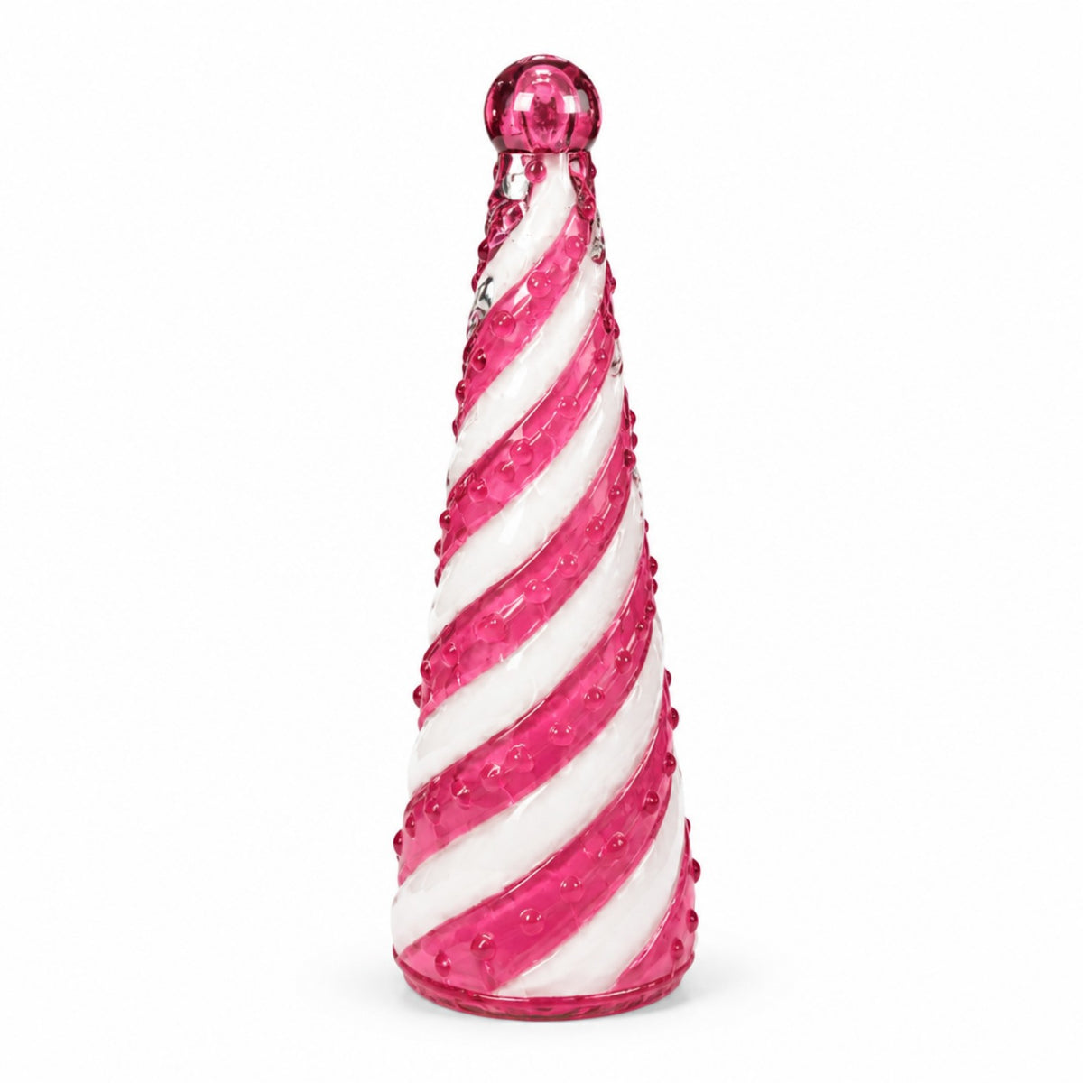 Glasbaum mit Spiraldesign in Pink und Weiß, 26 cm Weihnachtsdekoration Das Zierwerk