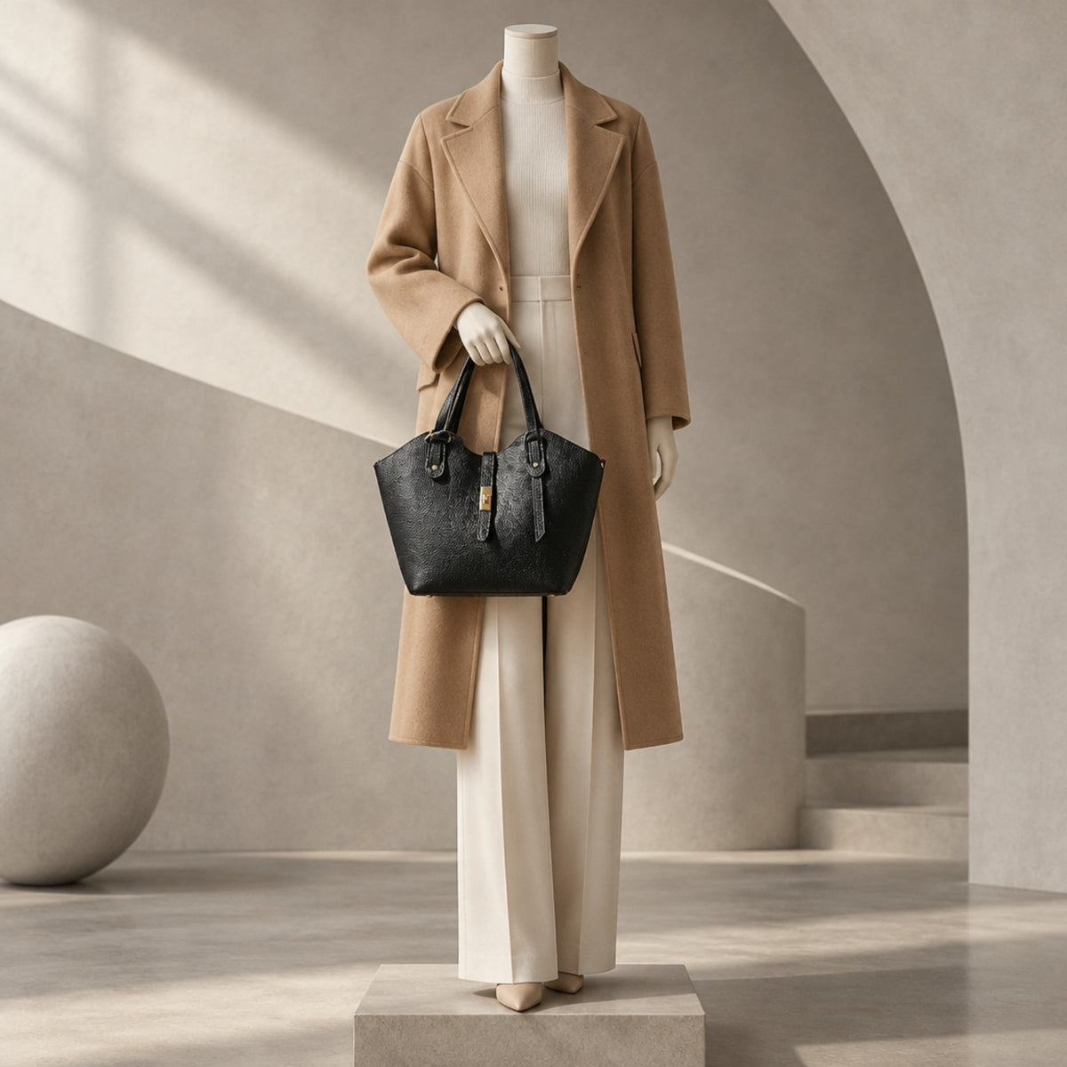 Lederhandtasche Schwarz – Elegante Henkeltasche mit rotem Innenfutter | Made in Italy Tasche V. Milano