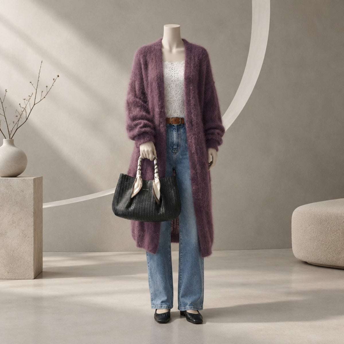 REGINA ROMERO Handtasche in Schwarz mit Flechtoptik und Tuch Tasche V. Milano