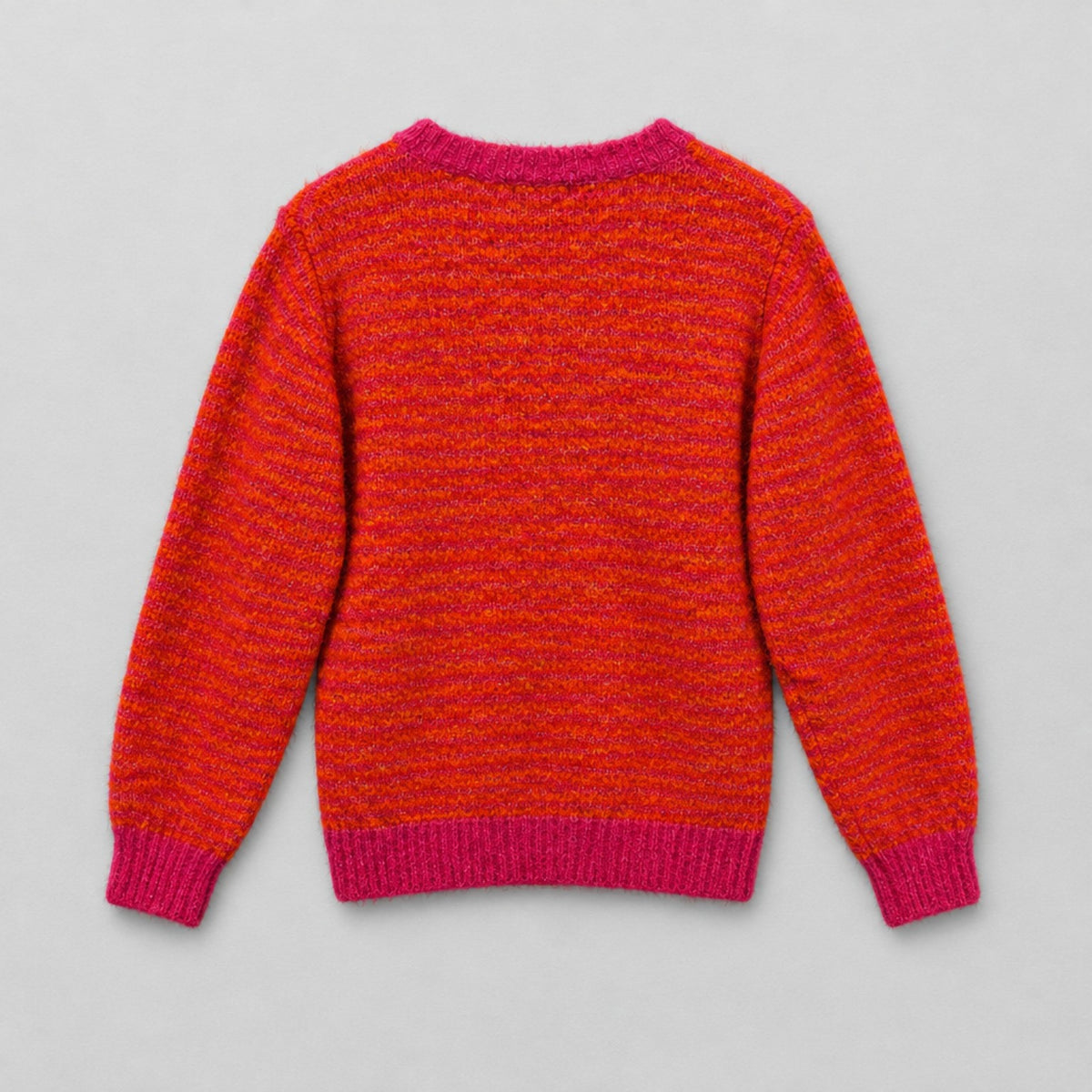 Damen Strickpullover Pink-Orange mit Pailletten-Blumen – Kuscheliger Statement-Pullover Pullover Musy Muse