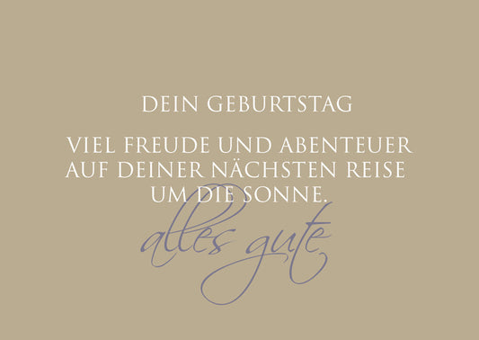 Postkarte „Dein Geburtstag – Reise um die Sonne“ – WUNDERWORT Karte Wunderwort