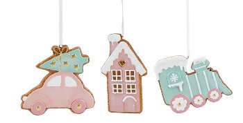 Weihnachtsanhänger Zug – Lebkuchen-Optik Hellblau
