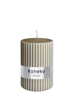 Rillenkerze Powder Natur Ø7x10 cm – stilvolle Kerze mit feiner Struktur