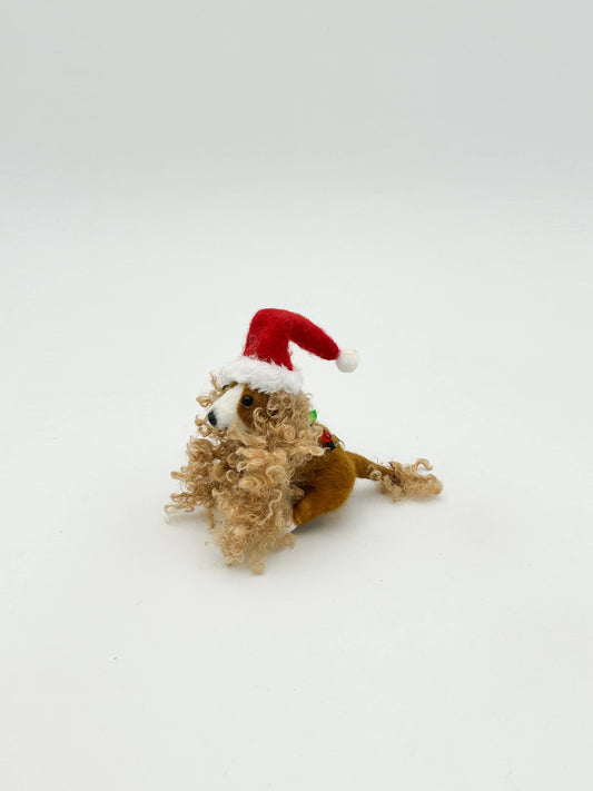 Filzfigur Weihnachtsdekoration Hund mit Weihnachtsmütze Weihnachtsdekoration Kalid Christmas
