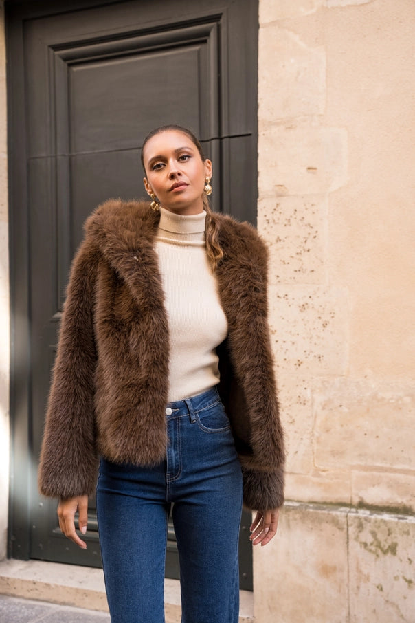 Kunstfell-Mantel mit Kapuze – kuschelig warm & luxuriös weich