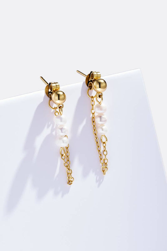 Edelstahl-Ohrringe mit Perlen & zarter Kette – Wasserfest & langlebig Ohrringe Das Zierwerk