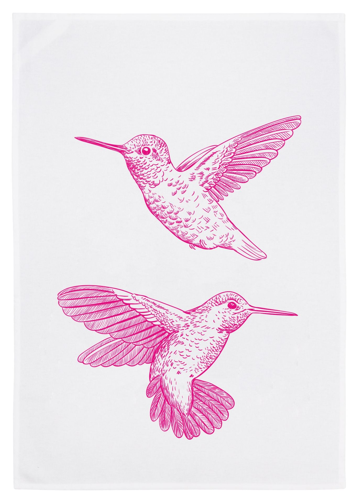 Geschirrtuch weiß – Kolibri in Pink (Handbedruckt) Geschirrtuch 17;30
