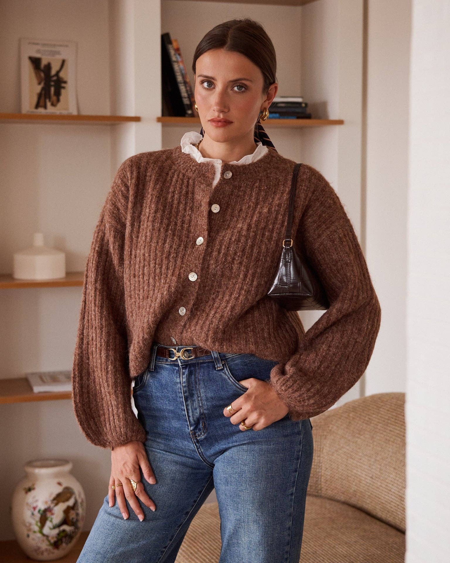 Strickjacke – Beige mit Rippenstruktur | IN APRIL 1986 Strickjacke IN APRIL 1986