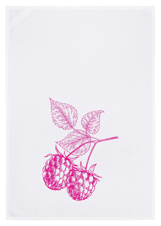 Geschirrtuch „Himbeere“ in Pink – Handbedrucktes Design aus 100 % Baumwolle Geschirrtuch 17;30
