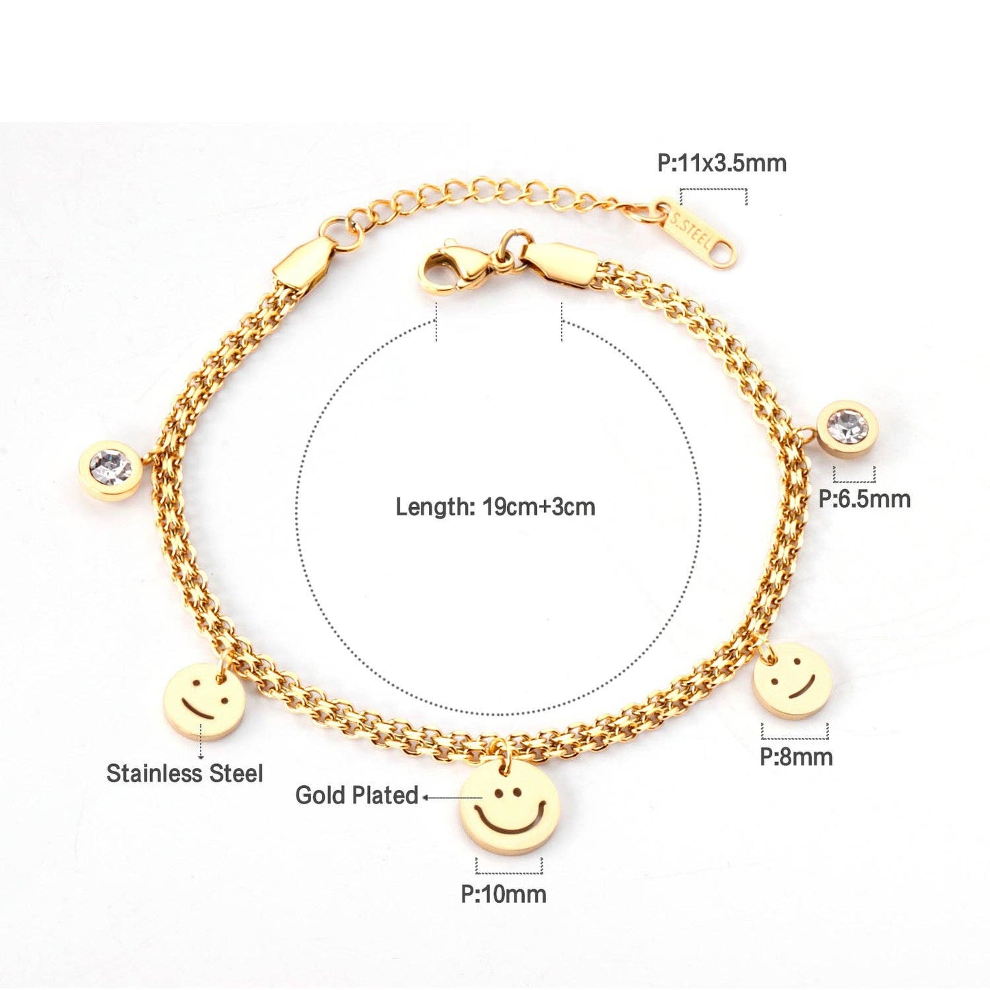 Smileys & Diamante-Charme-Armband Fantastico Fans
