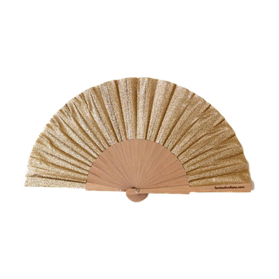Fächer „Champagner Gold Glitzer“ – 23 cm, Metallic-Glanz, Holzgriffe | Fantastico Fans Ibiza Fächer Fantastico Fans
