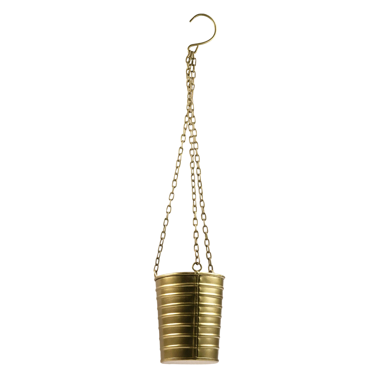 Hängevase im Industriestil – Metallvase mit Kette in Goldoptik