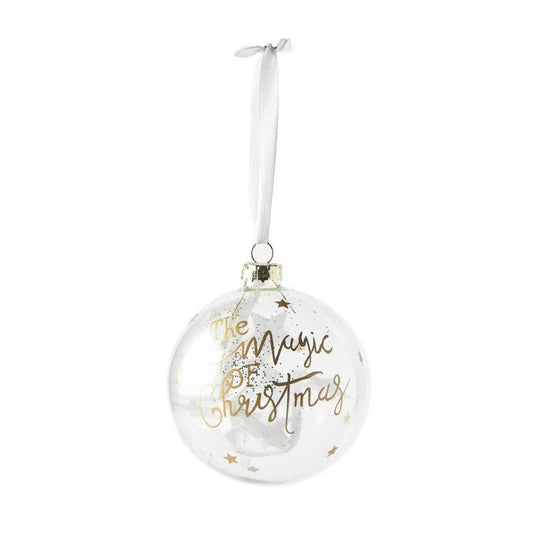 Rivièra Maison Magic Christmas Ornament – Glaskugel mit goldener Aufschrift Baumschmuck Rivièra Maison
