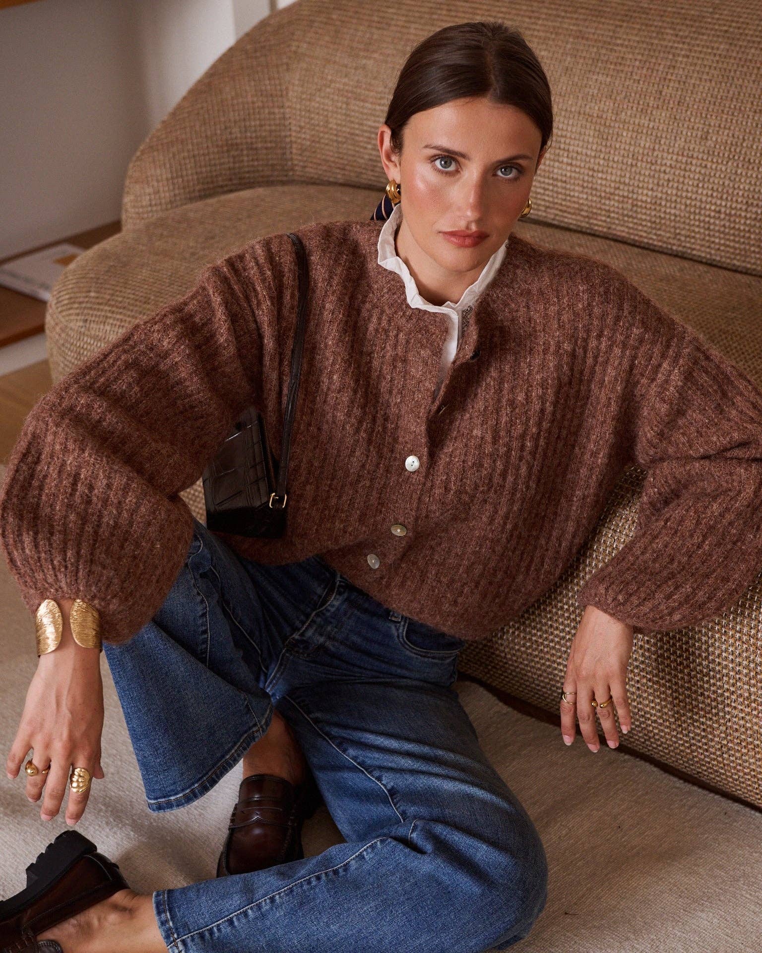 Strickjacke – Camel mit Rippenstruktur | IN APRIL 1986 Strickjacke IN APRIL 1986