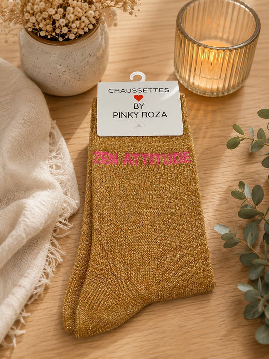 Pailletten-Socken „Zen Attitude“ – Einheitsgröße | Gold | Pinky Roza Socken Pinky Roza