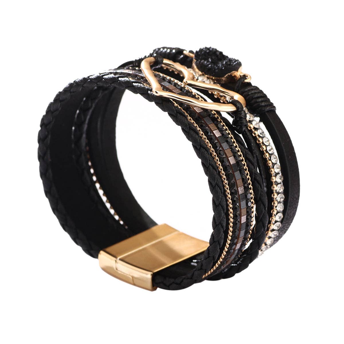 Lederarmband verschiedene Farben: Schwarz Armband Karma