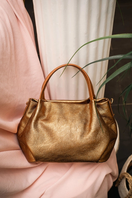 Metallic-Lederhandtasche