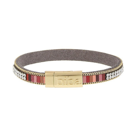 Armband mit roten Akzenten & Kristallen – Magnetverschluss