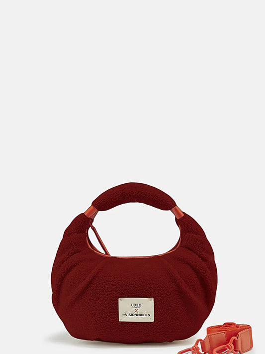 Design-Tasche „Unio x Les Visionnaires“ – Teddy-Optik Bordeaux