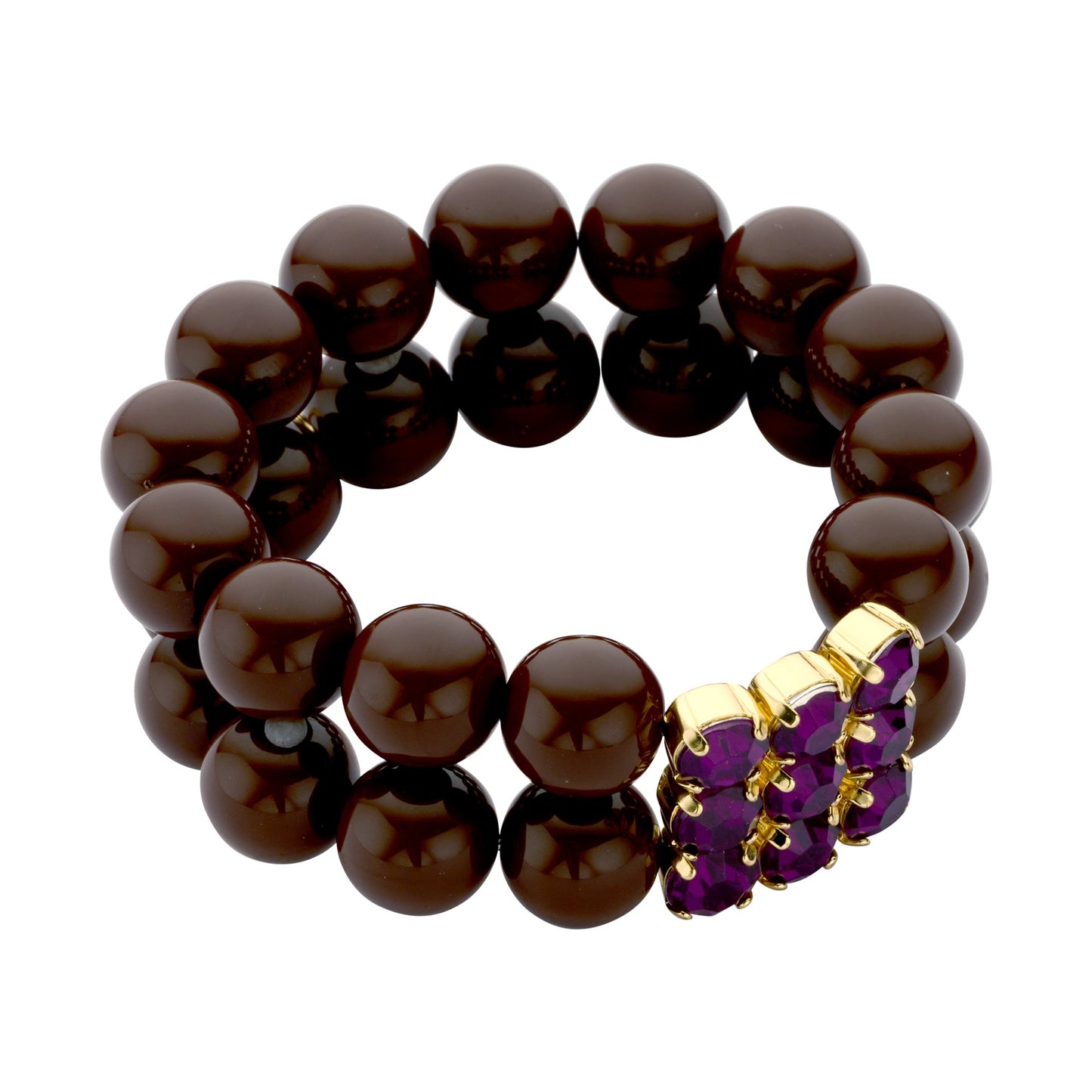 Elastikarmband Dunkelbraun mit Violett-Gold-Akzent