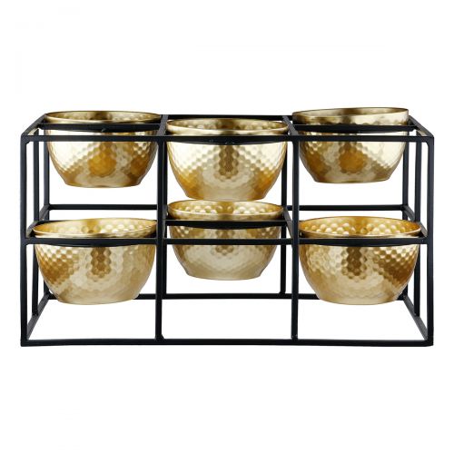 Teelichtleuchter „Frame“ mit 6 Schalen – Glanzvolles Design im geometrischen Look