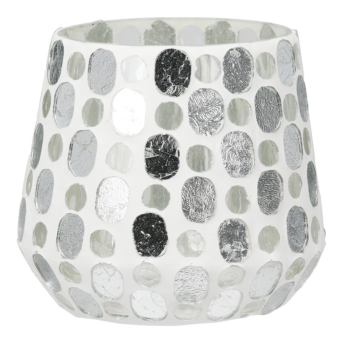Windlicht aus Glas mit silbernen Punkten – stilvolle Lichtmomente