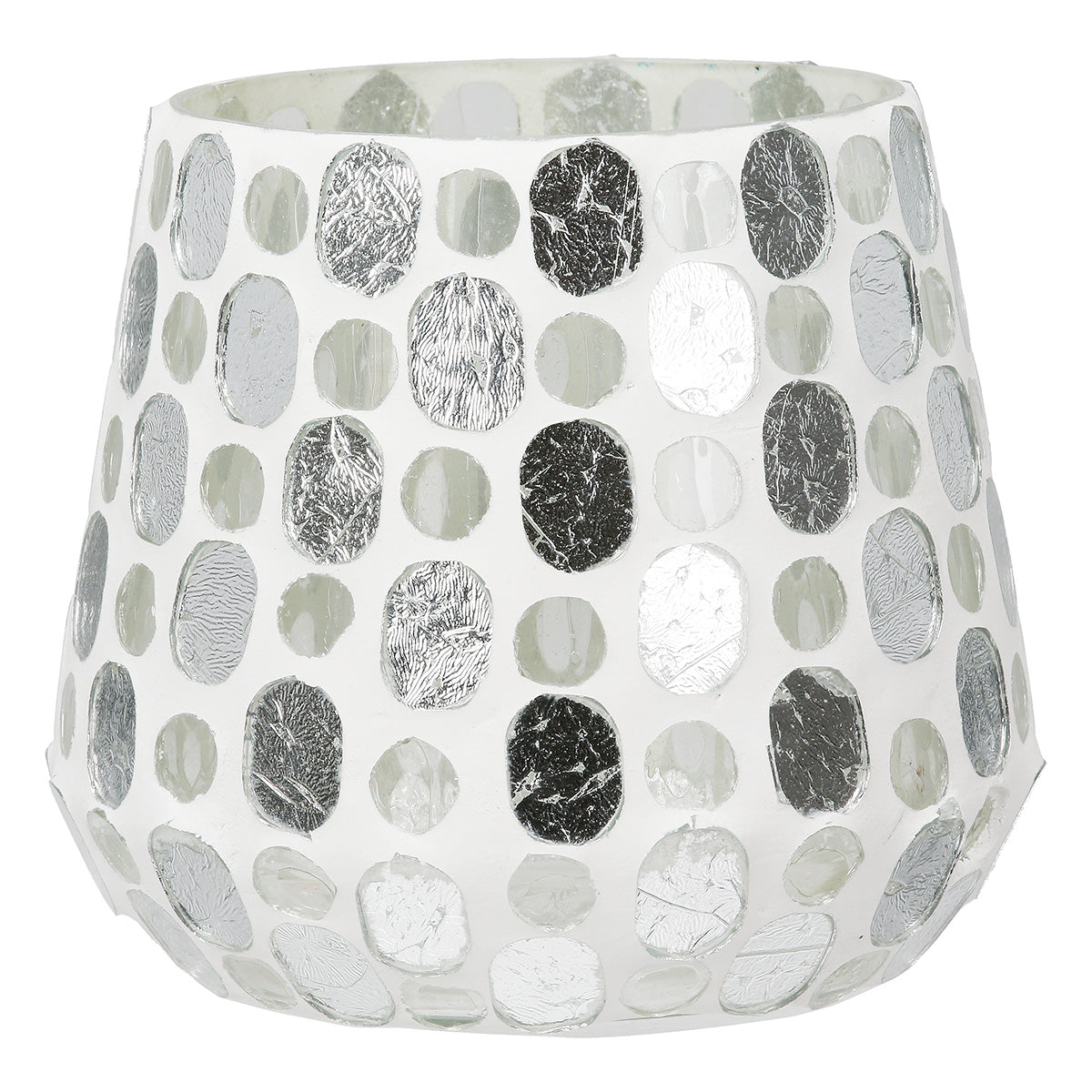 Windlicht aus Glas mit silbernen Punkten – stilvolle Lichtmomente