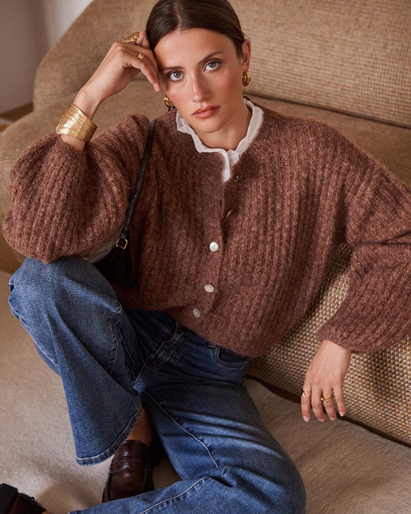 Strickjacke – Camel mit Rippenstruktur | IN APRIL 1986 Strickjacke IN APRIL 1986