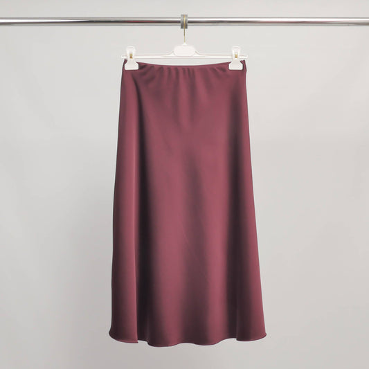 Midirock aus satinierter Viskose – Pflaume