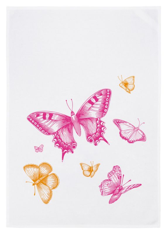 Geschirrtuch „Schmetterlinge“ – Pink & Orange | 17;30