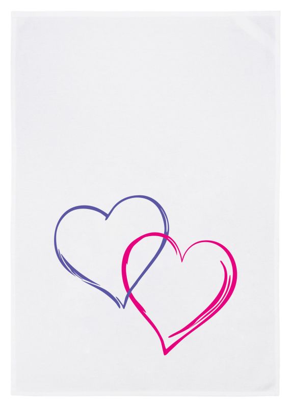 Geschirrtuch „2 Herzen“ – Violett & Pink | 17;30
