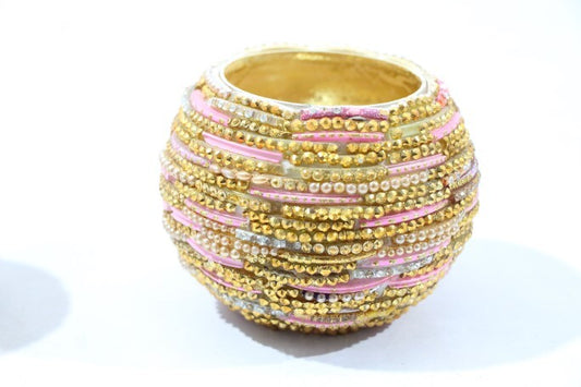 Glas-Kugelteelicht Rosa/Gold – Orientalischer Charme in Kugelform