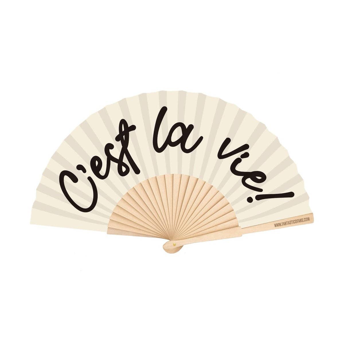 Fächer „C’est La Vie“ – 23 cm, Schriftzug-Print, Fantastico Fans Ibiza Fächer Fantastico Fans