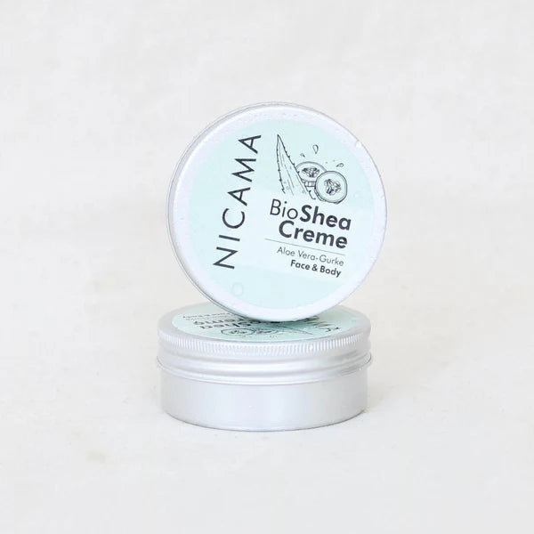NICAMA Bio Sheacreme Aloe Vera-Gurke – Naturkosmetik, 50 ml Handcreme Nicama