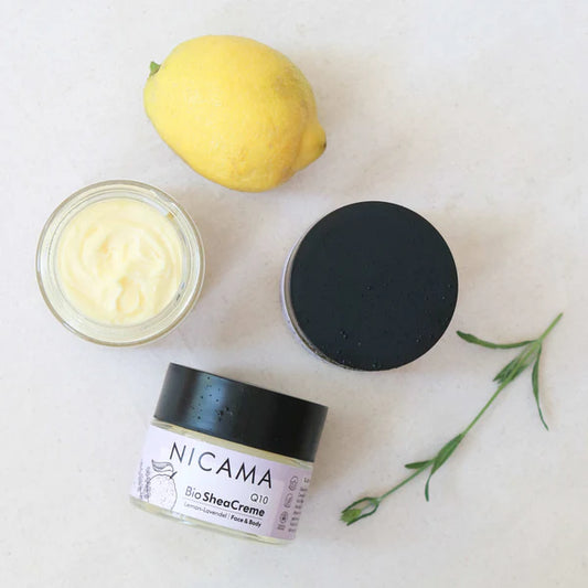 NICAMA Q10 Bio Sheacreme Lemon-Lavendel – Anti-Aging Naturkosmetik, 50 ml Handcreme Nicama