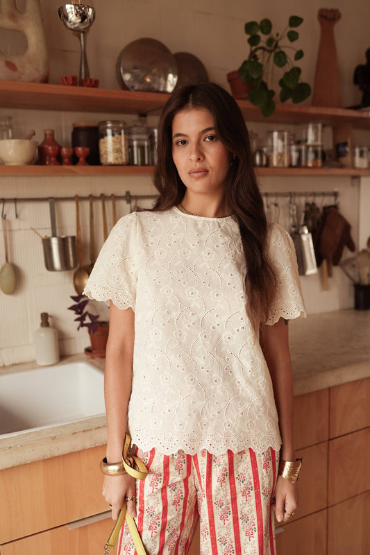 Top Elvan – Broderie Anglaise Beige | IN APRIL 1986 Top IN APRIL 1986