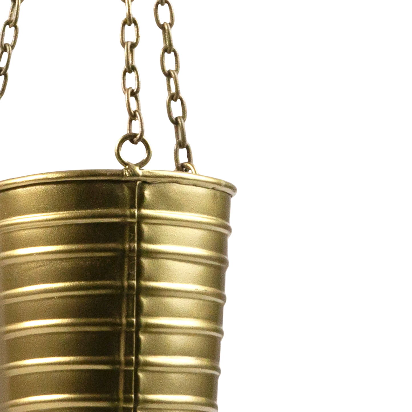 Hängevase im Industriestil – Metallvase mit Kette in Goldoptik