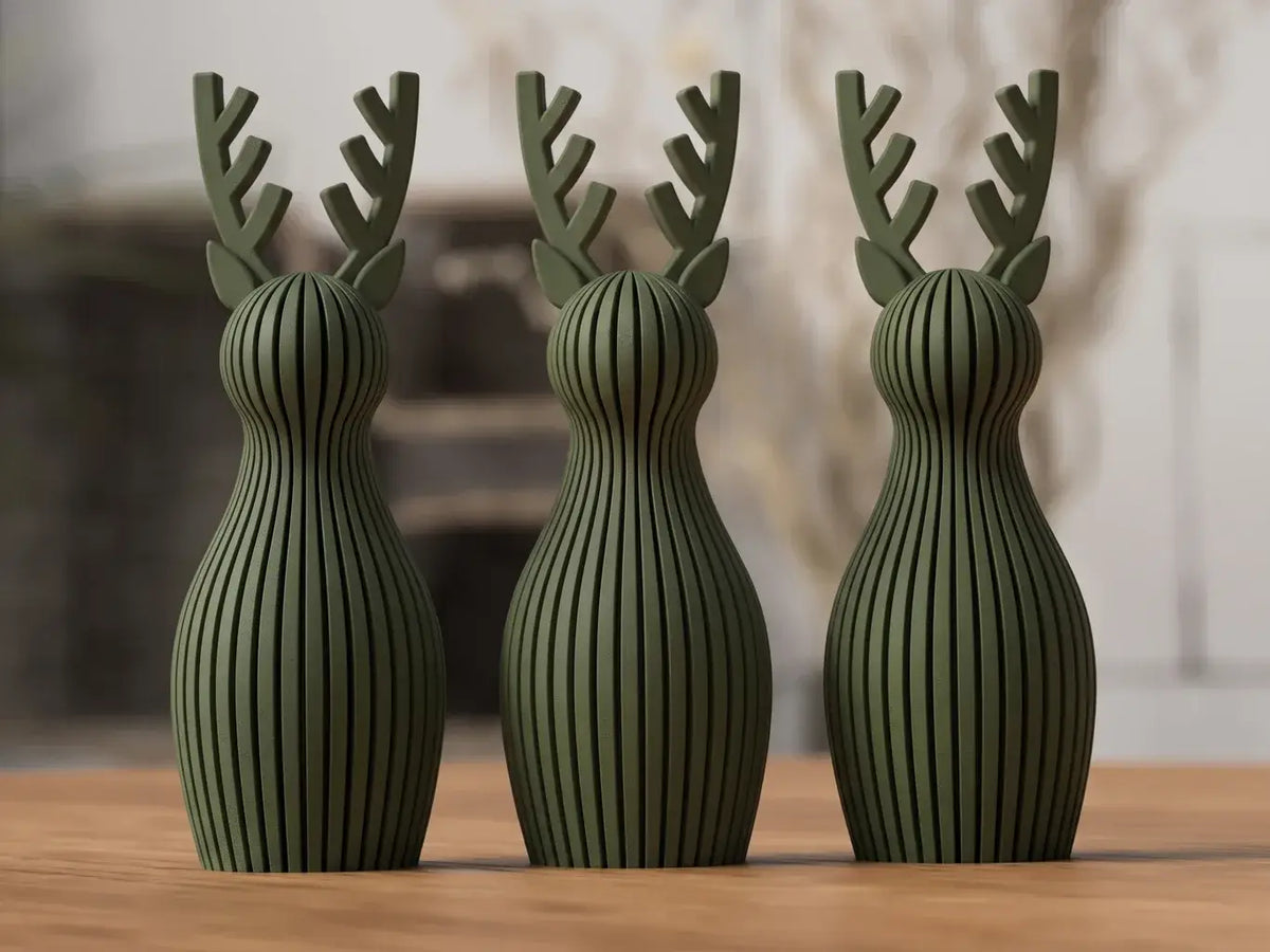Rentier: Khaki-Grün / 13 cm Weihnachtsdekoration re3dline