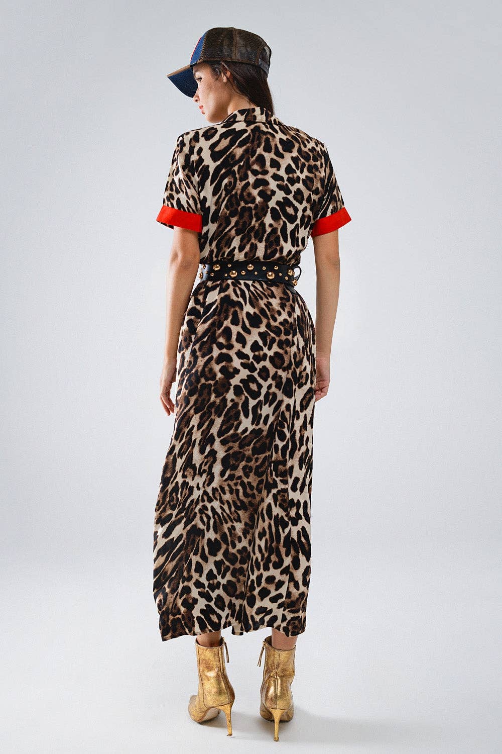 Maxikleid im Animal-Print mit roten Details – wild, feminin & modern