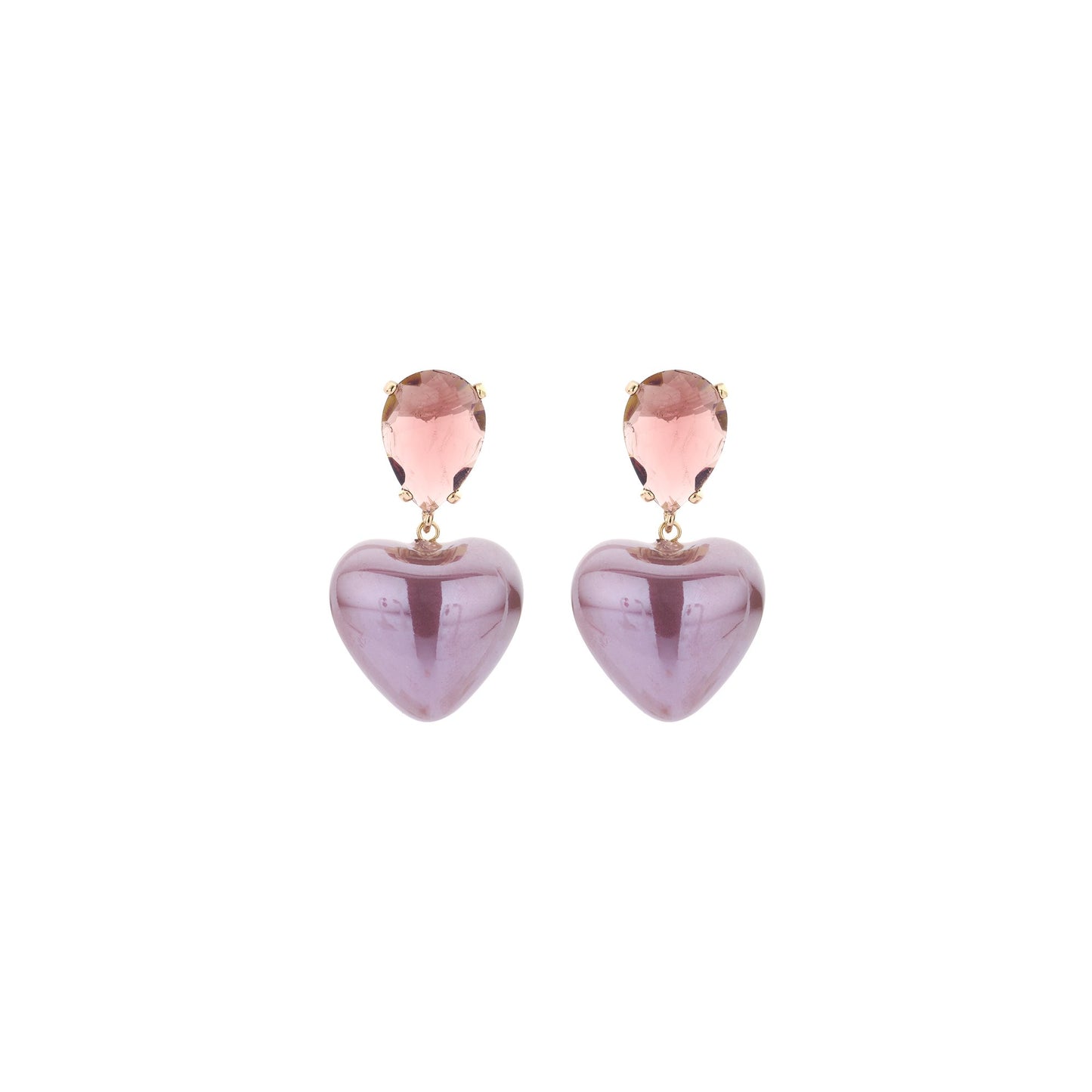 Romantische Herz-Ohrringe in Flieder & Rosé – Eleganter Ohrschmuck Ohrringe Biba