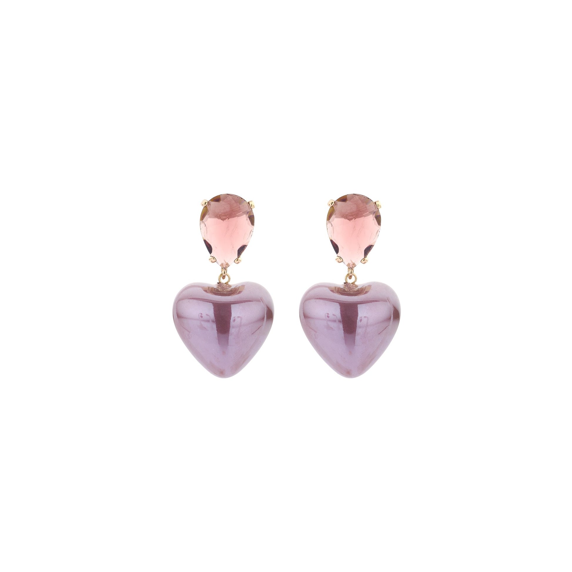 Romantische Herz-Ohrringe in Flieder & Rosé – Eleganter Ohrschmuck Ohrringe Biba