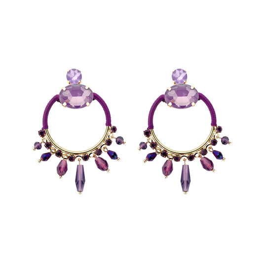 Violette Statement-Ohrringe mit facettierten Kristallen – Glamour & Boho Ohrringe Biba