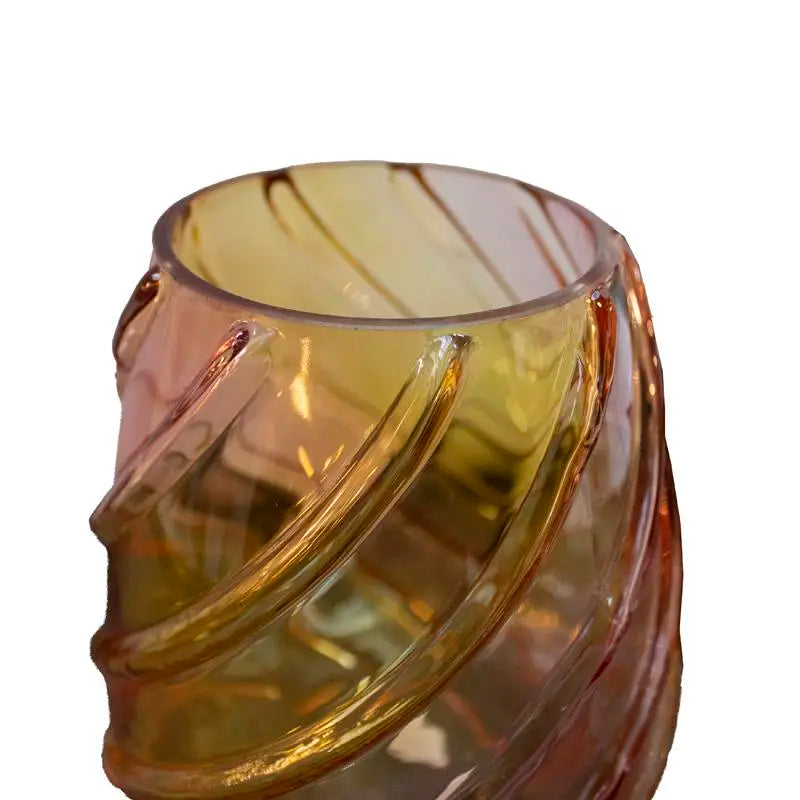Vase Glas Swirl Gelb Pink Lila