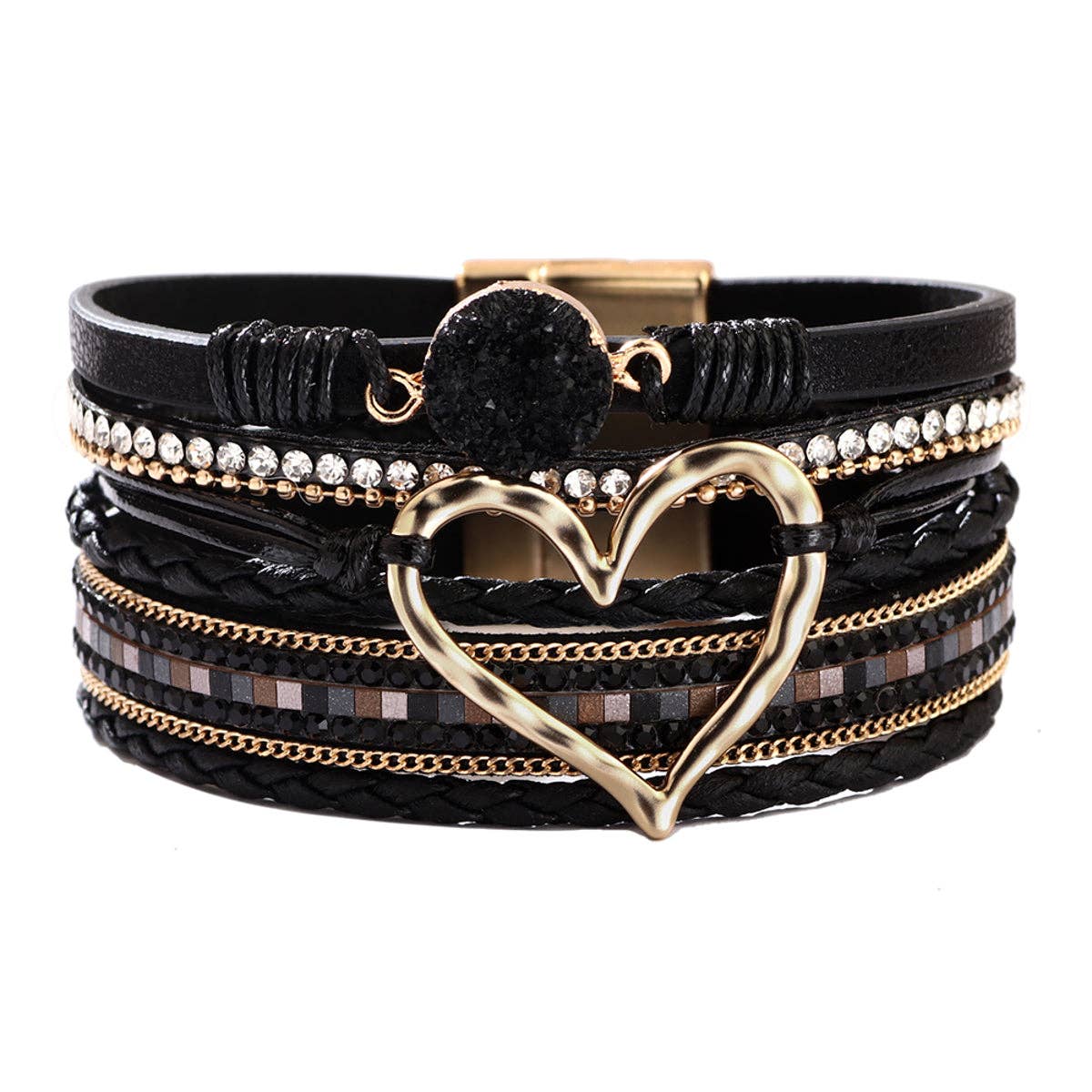 Lederarmband verschiedene Farben: Schwarz Armband Karma