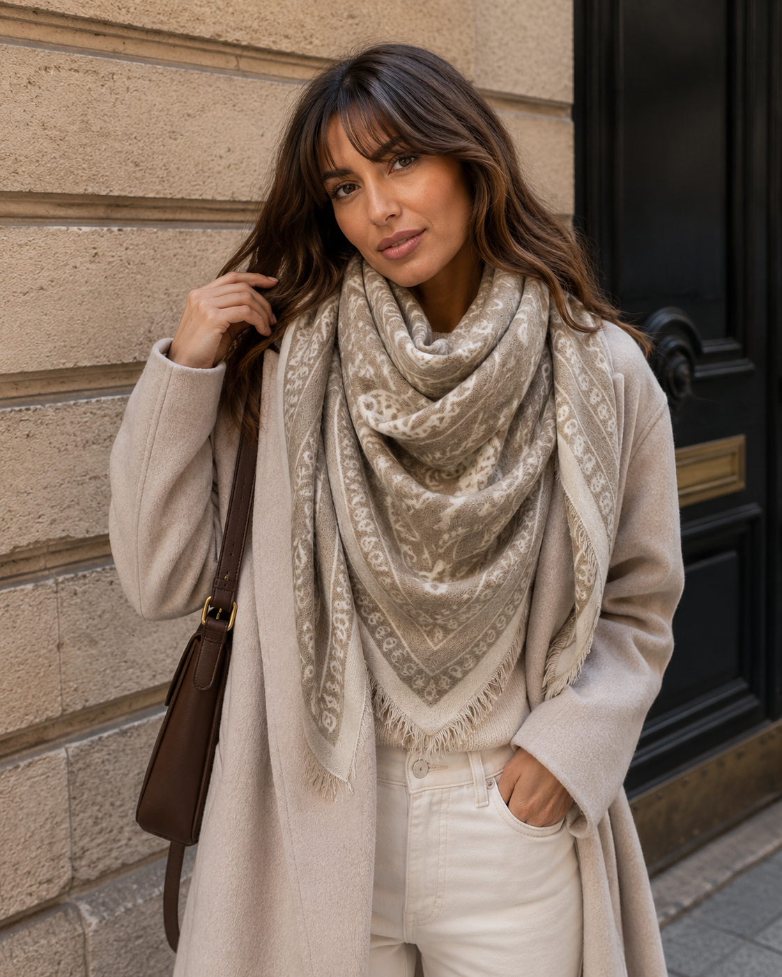Dreieck-Bandana aus Baumwolle – Einheitsgröße | Taupe | LINETA Schal LINETA