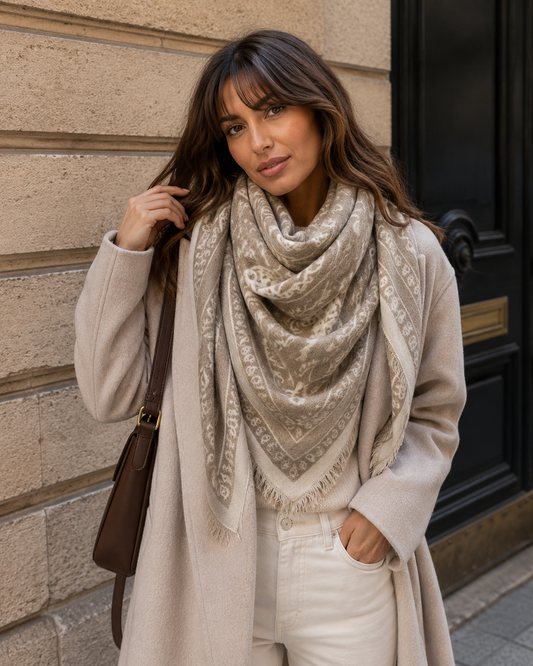 Dreieck-Bandana aus Baumwolle – Einheitsgröße | Taupe | LINETA Schal LINETA