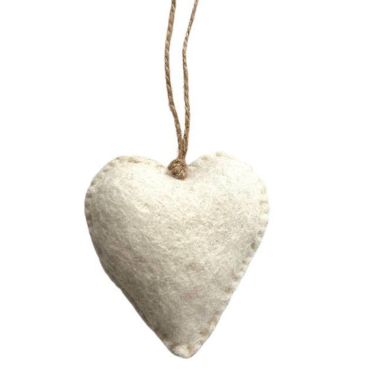 Filzanhänger Herz Off-White | Handgemacht in Nepal
