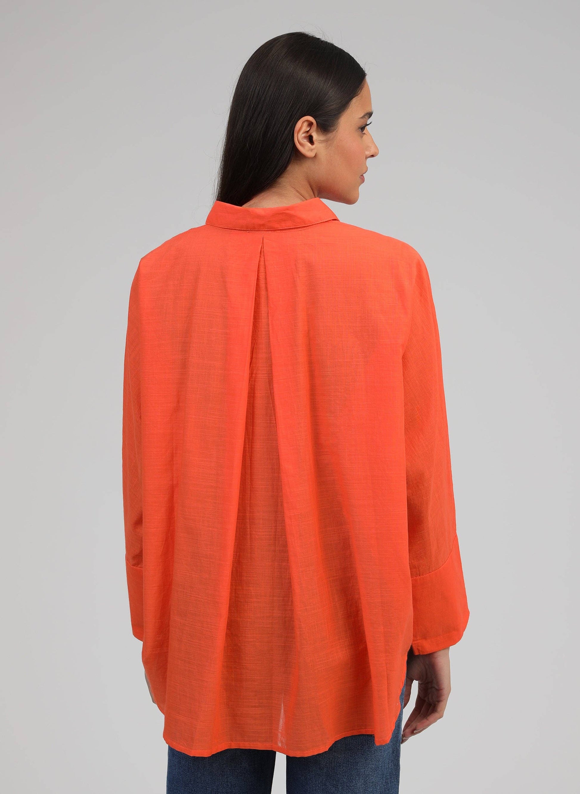 Hemd – Gr. S, Orange, Baumwollstickereien, lange Ärmel | An’ge Bluse An'ge