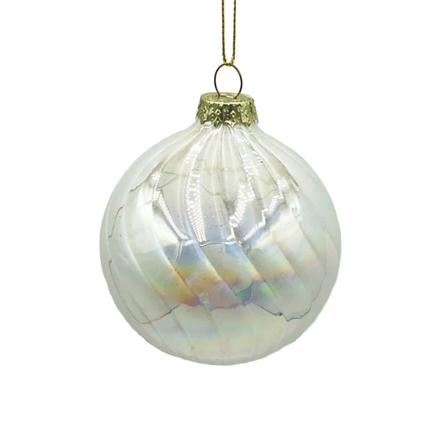 Weihnachtskugel Glas Pearl White – Edler Christbaumschmuck 8 cm